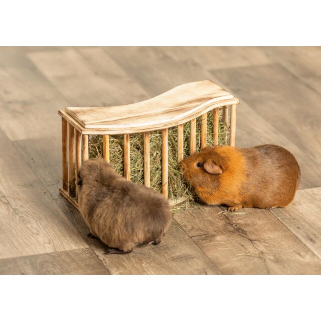 Flamed Wood Free Standing Hay Manger with Lid