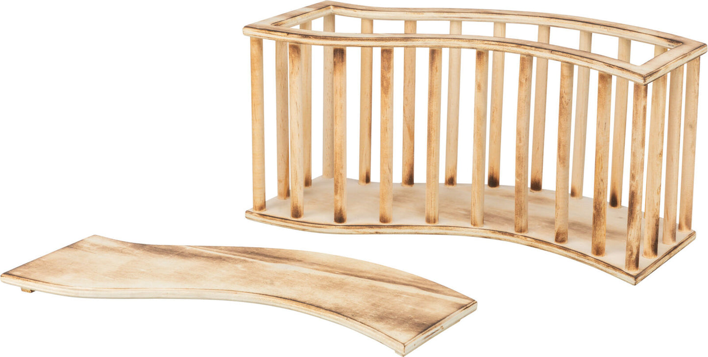 Flamed Wood Free Standing Hay Manger with Lid
