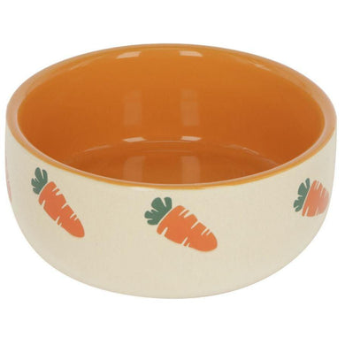 Ceramic Carrot Rabbit Bowl (Orange & Beige) - Wild About Bunnies
